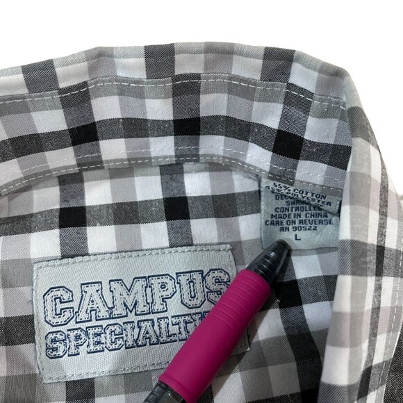 Michigan State Spartans Button Down Shirt Men's Size Large Gray Plaid - Picture 2 of 5